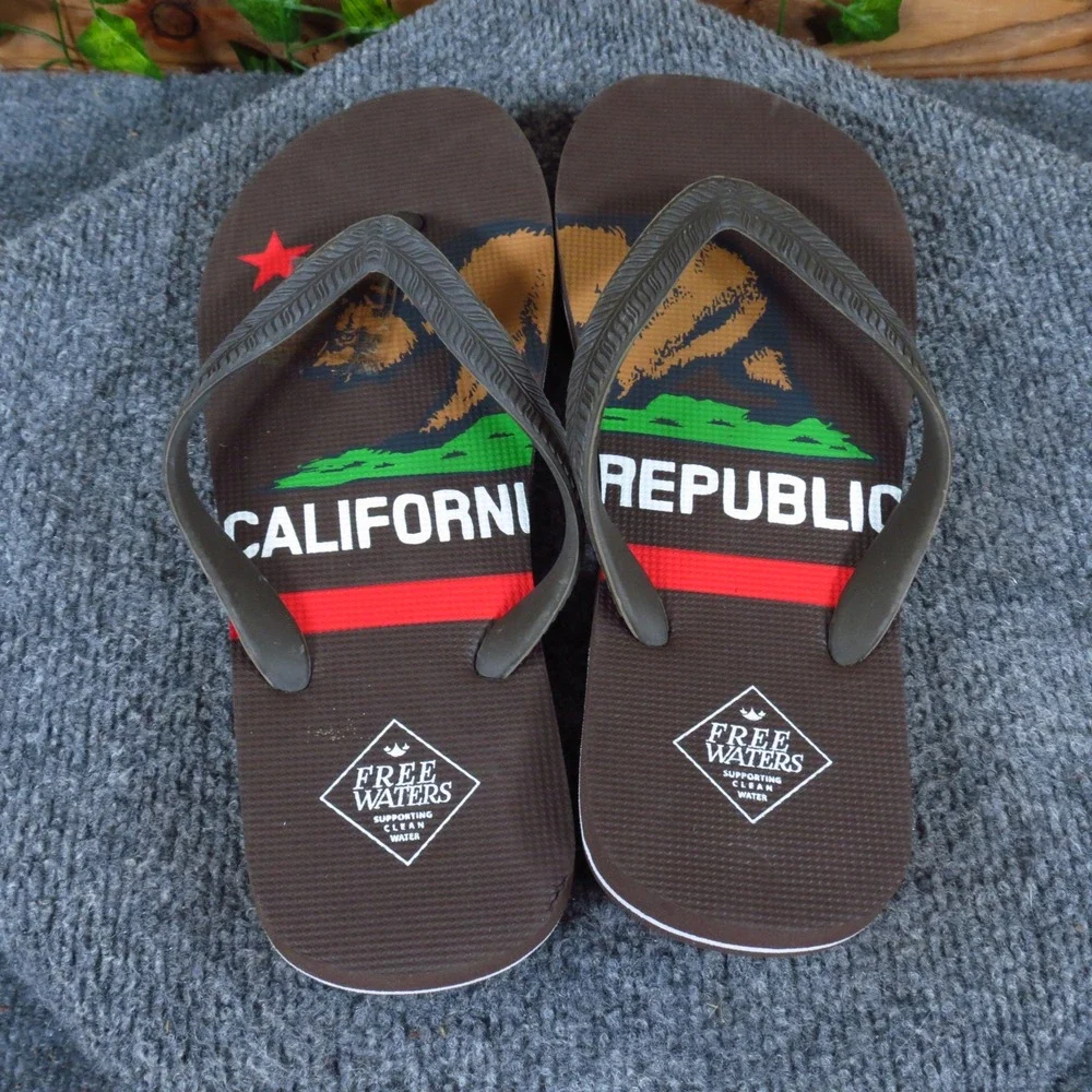 Free Waters Tommy Mens Flip Flop Sandals Size 9 Beach Pool California Brown